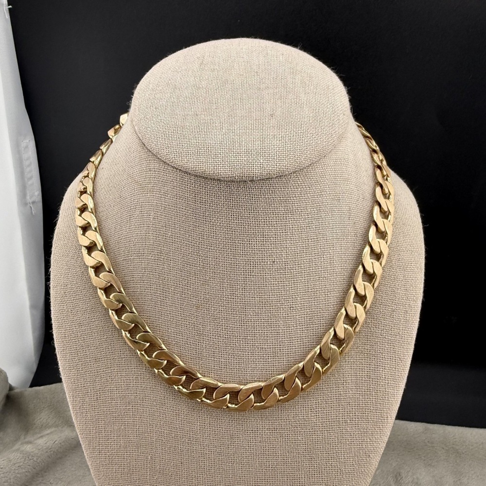 Cuban Link Necklace Gold Tone Chain Chunky 80s‎ 17"